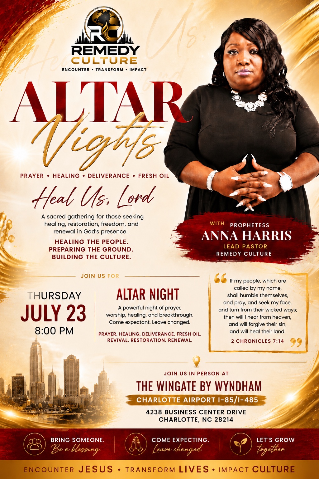 Altar Nights with Prophetess Anna Harris, Thursday July 23 at 8 PM